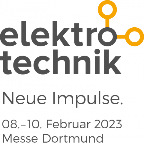 Zu sehen ist das Logo der Industriemesse Elektrotechnik, die vom 08 bis zum 10 Februar 2023 in der Messe Dortmund stattfindet