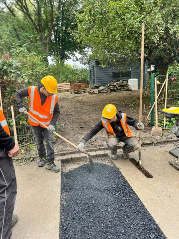 Tiefbauarbeiten an der Hauptschule Scharnhorst